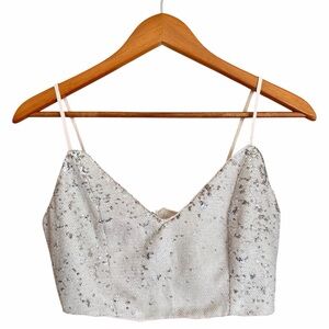 Forever 21 Silver Sequin Crop Top Size S Y2K Party Clubwear